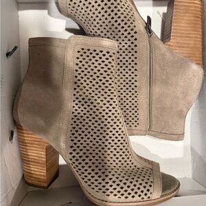 Lucky Brand Perforated Taupe Ankle Booties